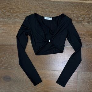 Glassons Black Long Sleeve Crop Top